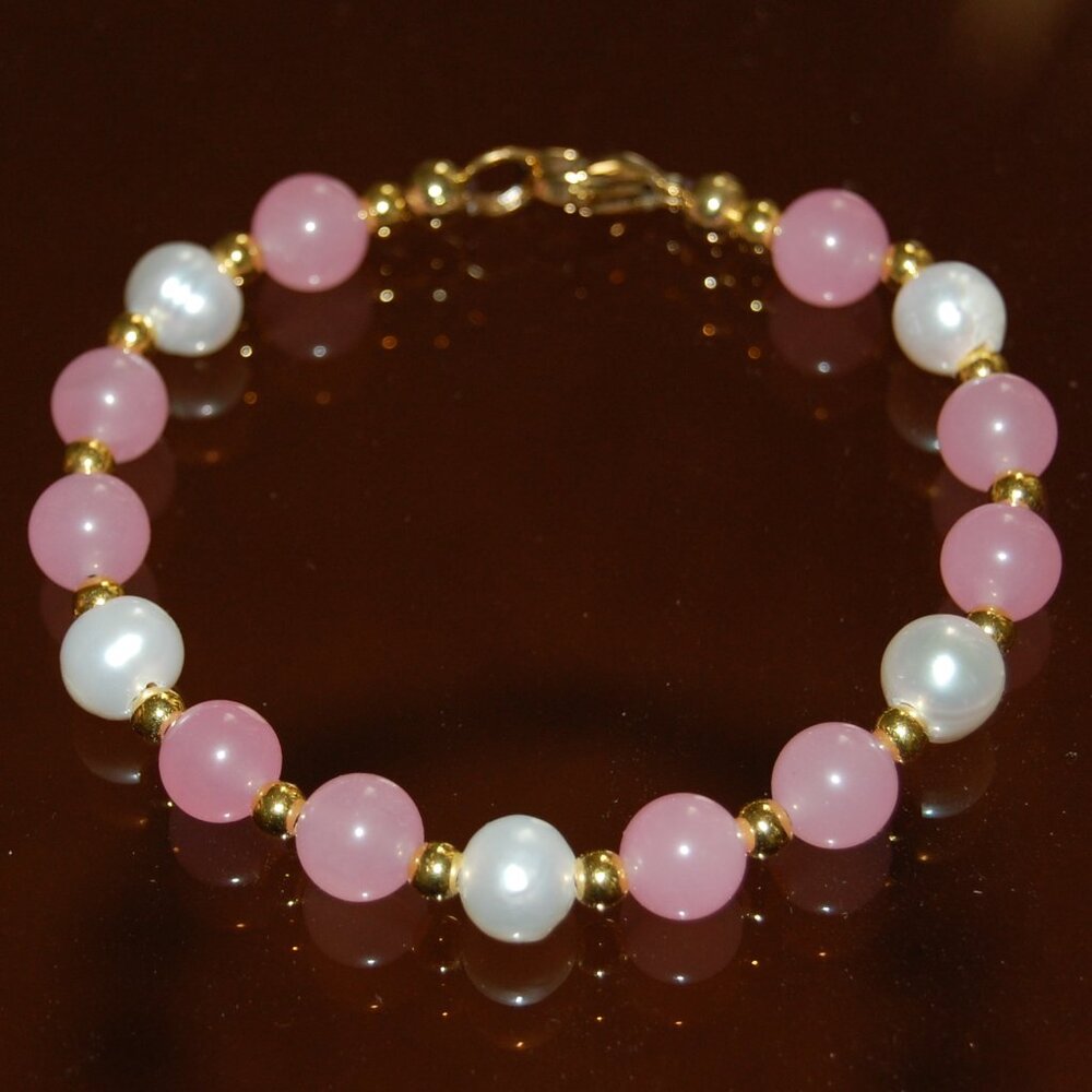 Pearl Bracelet,Gemstone Bracelet,Freshwater Pearls and Gemstone 8mm Beads,Pretty